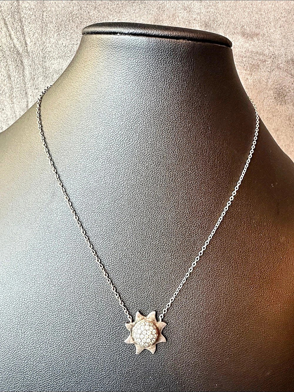 Sterling Silver Sunburst Pendant Necklace